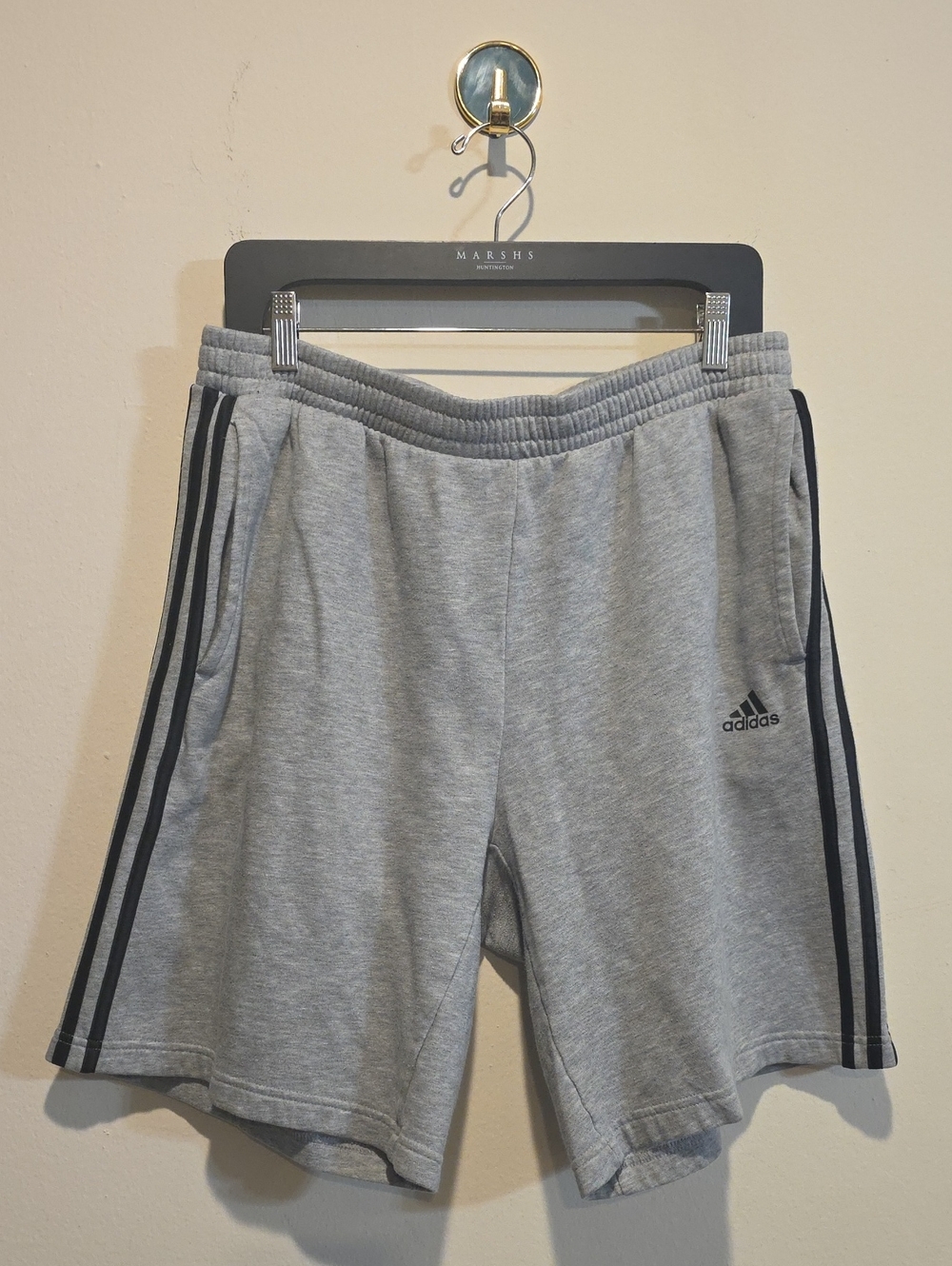 Adidas Men’s Grey 3-Stripes Performance Shorts